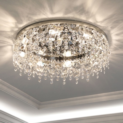 Luxury Crystal Chrome Flush Ceiling Light