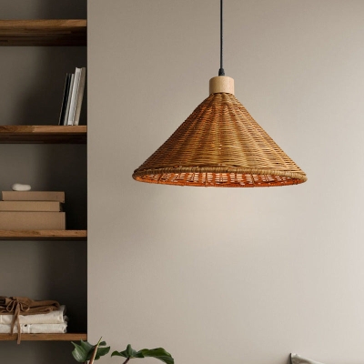 Bruine rotan mand hangende verlichtingsarmatuur