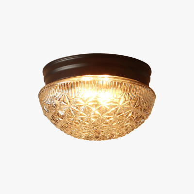 Luminaire de plafond en verre nervur&eacute; clair pour chambre &agrave; coucher