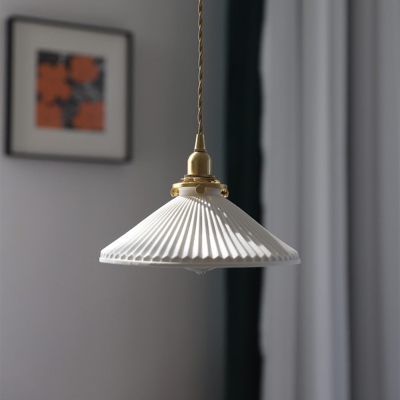 Moderne keramiek retro geplooide hanglamp voor de woonkamer