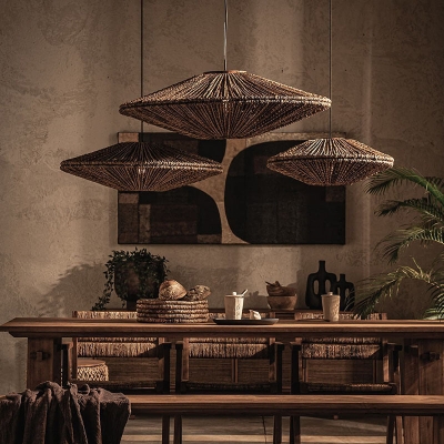 Rustic Rattan Brown Pendant Lights