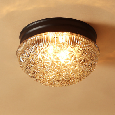 Luminaire de plafond en verre nervur&eacute; clair pour chambre &agrave; coucher