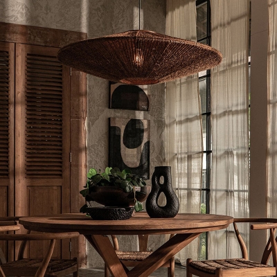 Rustic Rattan Brown Pendant Lights