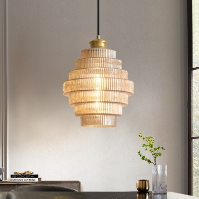 Flesvormige hanglamp van messing glas