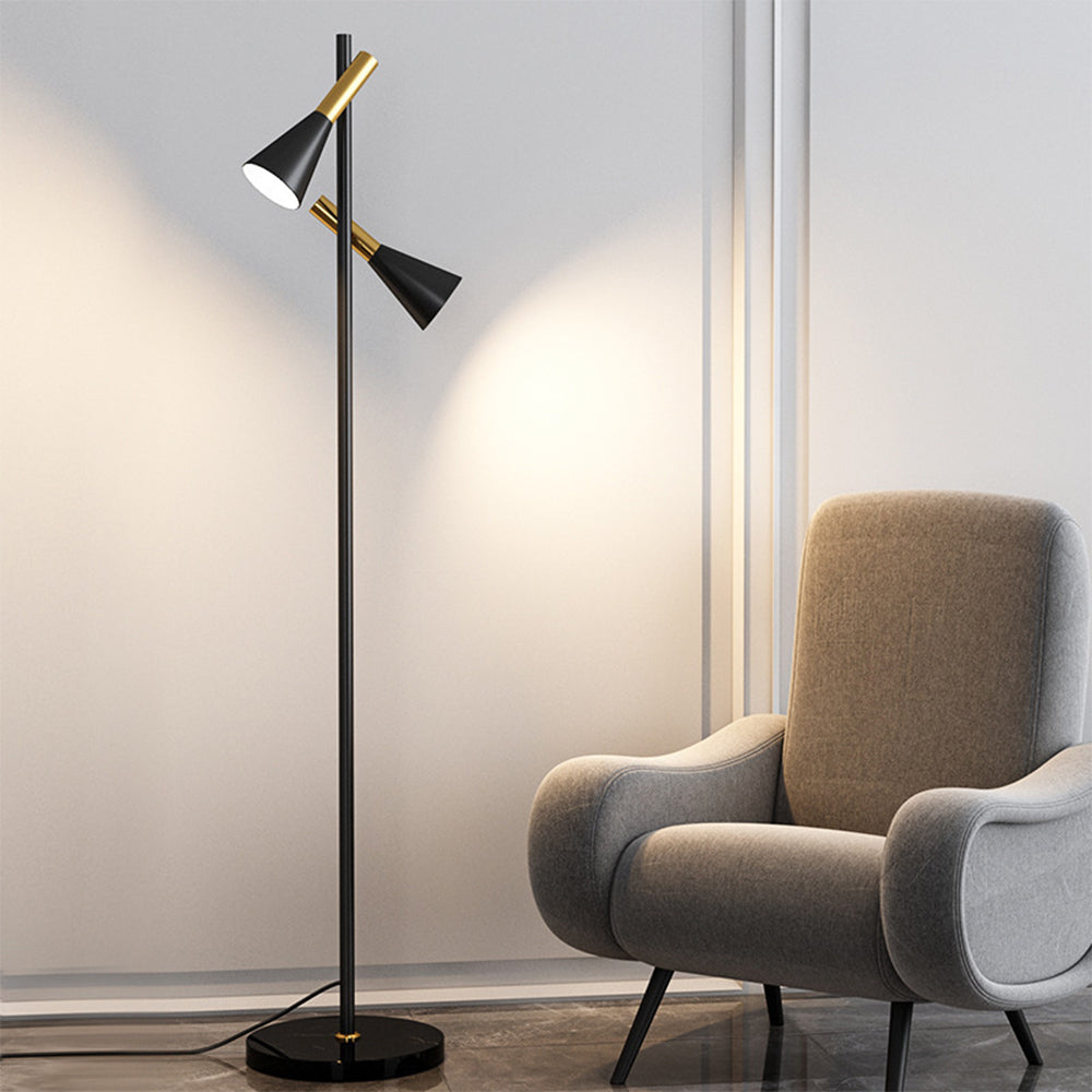 Creative Adjustable Two Heads Black Floor Lamp